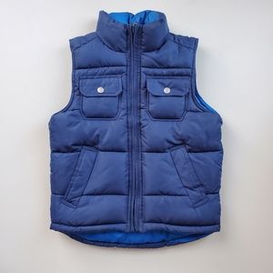 Gap Kids reversible zippered puffer vest blue striped